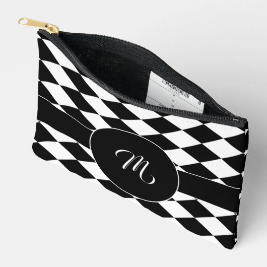 Wit en zwart diamantpatroon etui (Open)