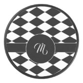 Wit en zwart diamantpatroon hockey puck (Voorkant)