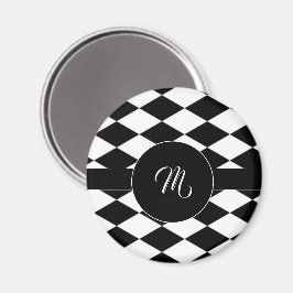 Wit en zwart diamantpatroon magneet