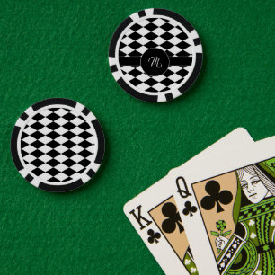 Wit en zwart diamantpatroon poker chips