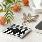 Wit en zwart diamantpatroon sleutelhanger (Zijkant)