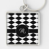 Wit en zwart diamantpatroon sleutelhanger (Voorkant)