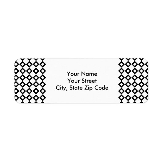 Wit en Zwart Diamond Patroon adreslabel Etiket (Voorkant)