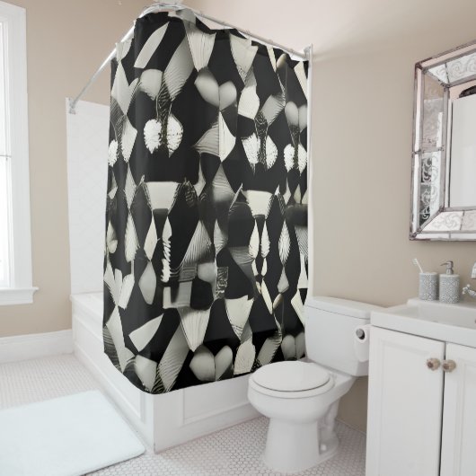Wit en zwart douchegordijn (In situ)