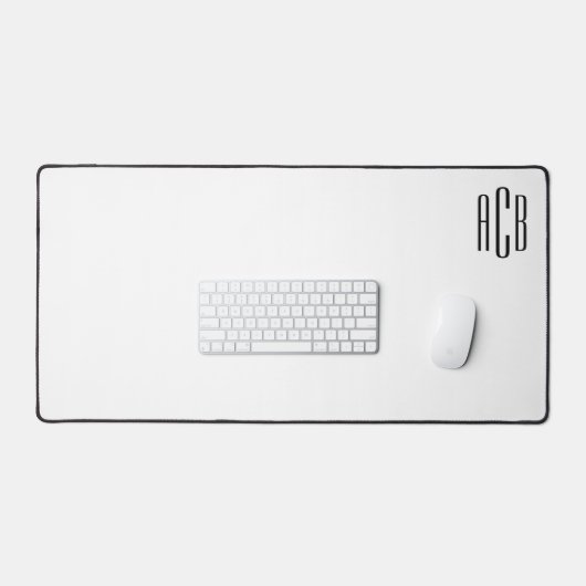 Wit en Zwart Drie Lettermonogram Hoogste Hoek Bureaumat (Keyboard & Muis)