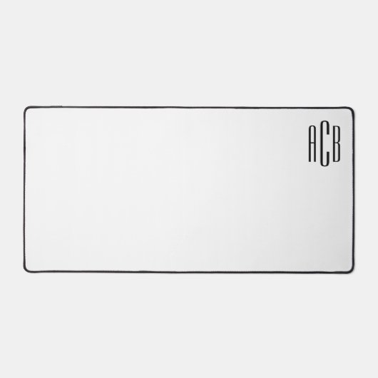 Wit en Zwart Drie Lettermonogram Hoogste Hoek Bureaumat (Voorkant)