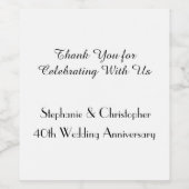 Wit en Zwart Eenvoudig Jubileum Party Wijn Etiket (Enkel label)