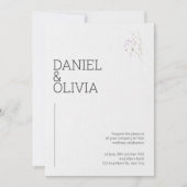 Wit en zwart eenvoudig minimalistisch bloem bruilo kaart (Voorkant)