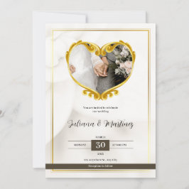 Wit en Zwart Eenvoudige Huwelijksuitnodiging Kaart