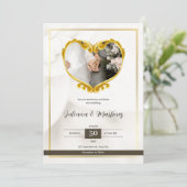 Wit en Zwart Eenvoudige Huwelijksuitnodiging Kaart (Staand voorkant)