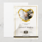 Wit en Zwart Eenvoudige Huwelijksuitnodiging Kaart (Voorkant / Achterkant)