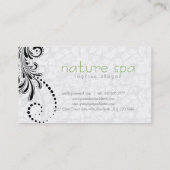 Wit en zwart Elegant Bloemen Swirl Visitekaartje (Achterkant)