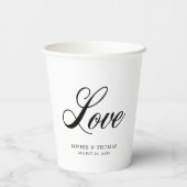 Wit en zwart Elegant Cursive Love Paper Cups Papieren Bekers (Achterkant)