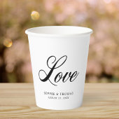 Wit en zwart Elegant Cursive Love Paper Cups Papieren Bekers