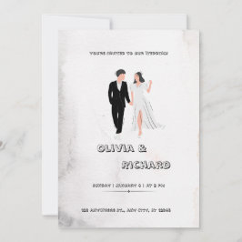 Wit en Zwart Elegant Eenvoudig Papier Textuur Kaart