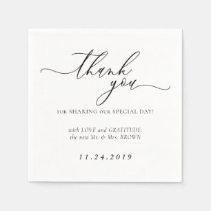 Wit en Zwart Formele Minimalistische Decor Bruilof Servet