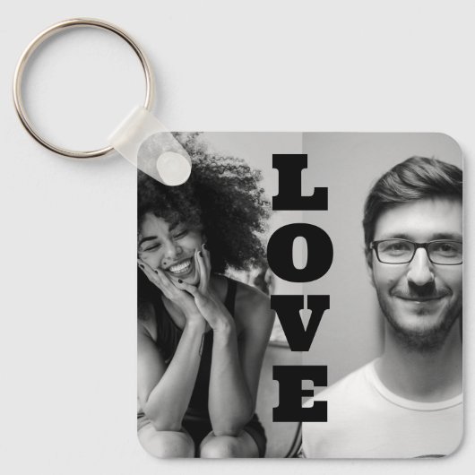 Wit en Zwart Foto Koppels Valentijnse  cadeau Sleutelhanger (Voorkant)