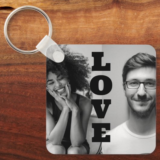 Wit en Zwart Foto Koppels Valentijnse  cadeau Sleutelhanger (Voorkant)