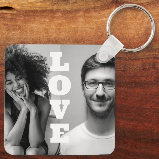 Wit en Zwart Foto Koppels Valentijnse  cadeau Sleutelhanger (Achterkant)