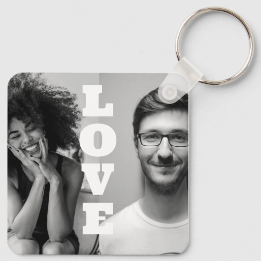 Wit en Zwart Foto Koppels Valentijnse  cadeau Sleutelhanger (Achterkant)