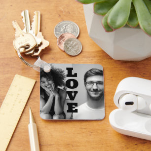 Wit en zwart fotokoppel Valentijnsgeschenk Sleutelhanger