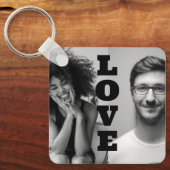Wit en zwart fotokoppel Valentijnsgeschenk  Sleutelhanger (Voorkant)