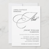 Wit en zwart fotoscript en QR code bruiloft Kaart (Voorkant)