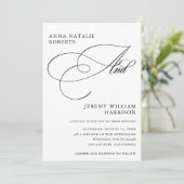 Wit en zwart fotoscript en QR code bruiloft Kaart (Staand voorkant)