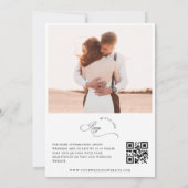 Wit en zwart fotoscript en QR code bruiloft Kaart (Achterkant)