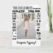 Wit en zwart Gefeliciteerd Afstudeerder Foto Kaart (Voorkant)