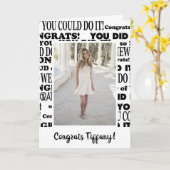 Wit en zwart Gefeliciteerd Afstudeerder Foto Kaart (Gele Bloem)