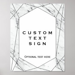Wit en Zwart Geometrisch Marmeren Aangepast Bord Poster