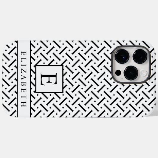  wit en zwart geometrisch patroon Case-Mate iPhone case (Achterkant (horizontaal))