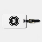 Wit en zwart geringde cirkelmonogram bagagelabel (Voorkant horizontaal)