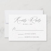 Wit en zwart gespikkeld moderne elegantie-huwelijk RSVP kaartje (Voorkant)