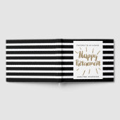 Wit en zwart gestreepte gelukkige pensionering gastenboek (Volledig)