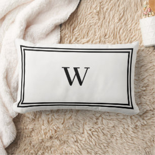 Wit en zwart gestreepte rand monogram kussen