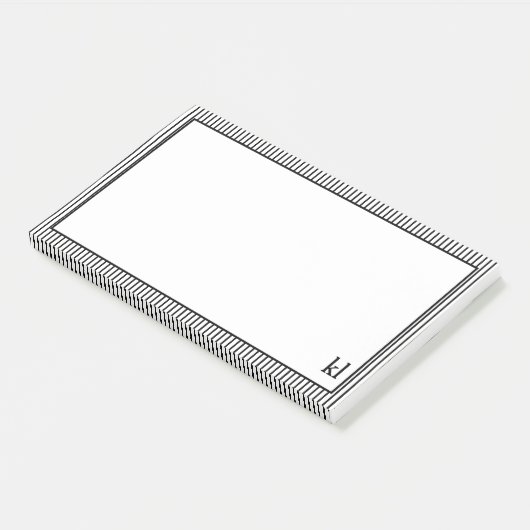 Wit en Zwart Gestreepte Rand | Monogram Post-it® Notes (Schuin)