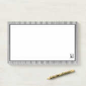Wit en Zwart Gestreepte Rand | Monogram Post-it® Notes (Op bureau)