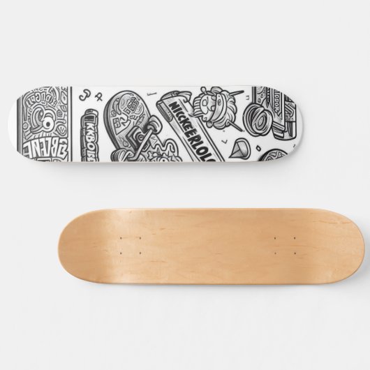 Wit en zwart graffiti ontwerp 1 persoonlijk skateboard (Horizontaal)