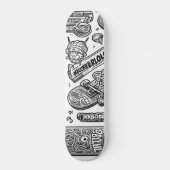 Wit en zwart graffiti ontwerp 1 persoonlijk skateboard (Voorkant)