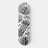 Wit en zwart graffiti ontwerp 2 persoonlijk skateboard (Voorkant)