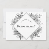 Wit en zwart groen bruidsmeisje voorstel Kaart (Voorkant)