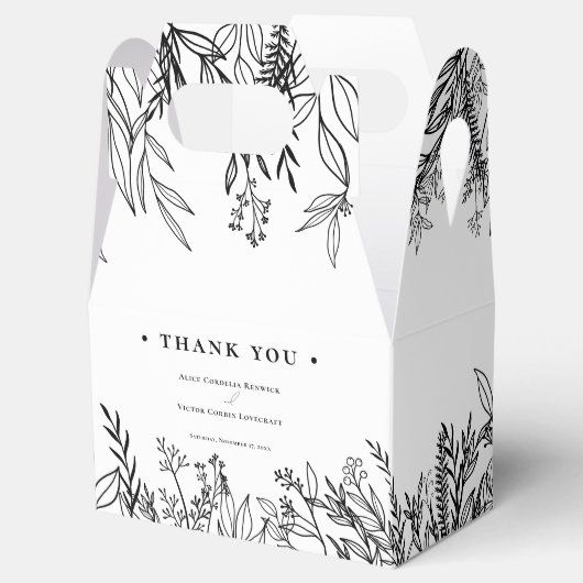 Wit en zwart groen bruiloft bedankdoosjes (Geopend)