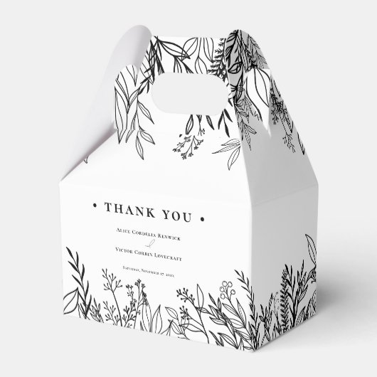 Wit en zwart groen bruiloft bedankdoosjes (Voorkant Zijde)