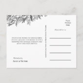 Wit en zwart groen bruiloft dank u briefkaart (Achterkant)