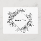 Wit en zwart groen bruiloft dank u briefkaart (Voorkant)