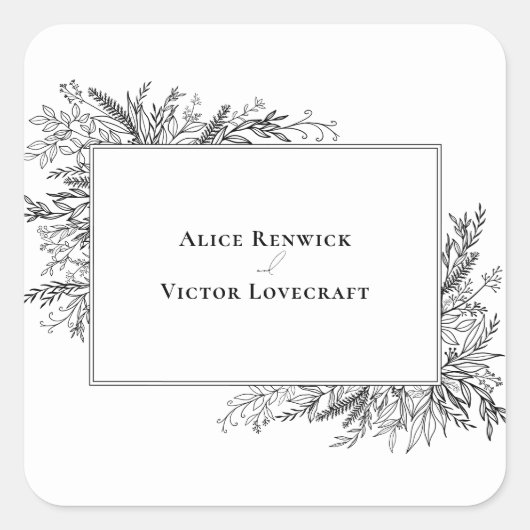 Wit en zwart groen bruiloft envelop Stickers (Voorkant)