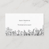 Wit en Zwart Groen Bruiloft Flat Plaatskaartje (Achterkant)