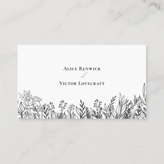 Wit en Zwart Groen Bruiloft Flat Plaatskaartje (Achterkant)